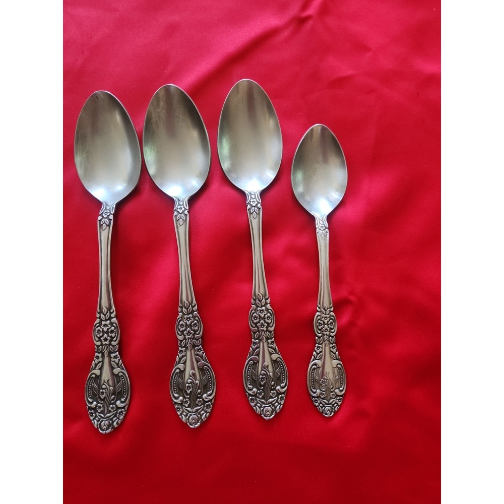 Springtime Japan Vintage Spoons Stainless Flatware Lot of 4 Floral Silverware